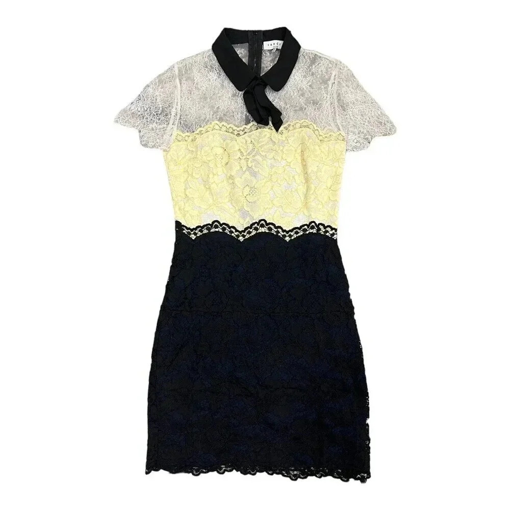 Sandro Paris Two Tone Lace Mini Dress S